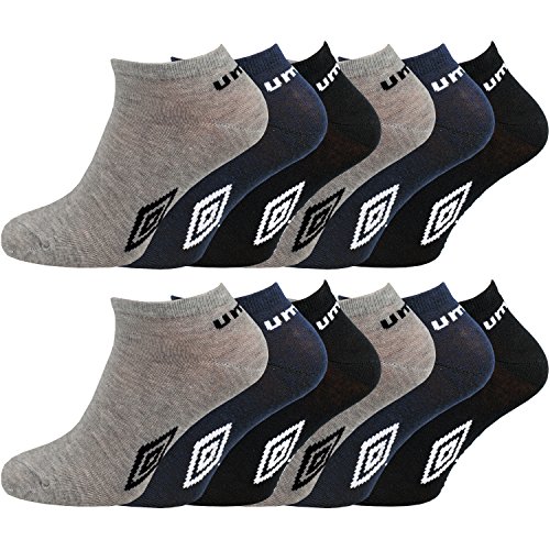 12 pares de calcetines tobilleros deportivos para hombre producto oficial de Umbro - Tallas 39 - 46 multicolor mixto