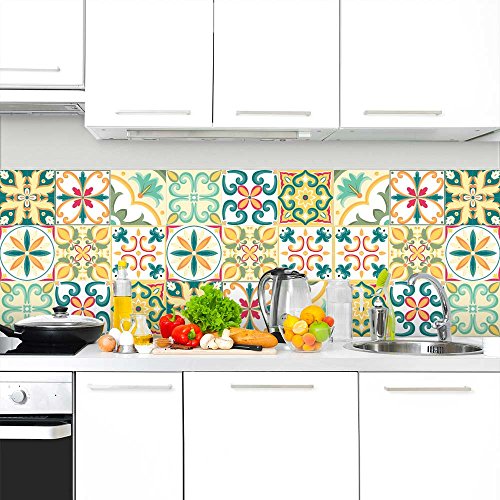 12 (Piezas) Adhesivo para Azulejos 20x20 cm - PS00111 - Pamplona - Adhesivo Decorativo para Azulejos para baño y Cocina - Stickers Azulejos - Collage de Azulejos