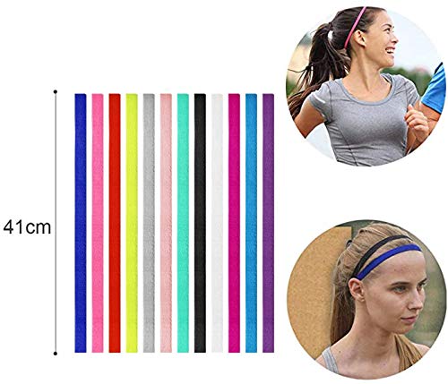 12 Piezas Cinta Pelo Deporte, Diadema Deportiva Elásticas Deporte Cintas De Pelo Antideslizante para El Cabello Diadema Antideslizante para Trotar Correr Fútbol Entrenamiento Yoga y Más