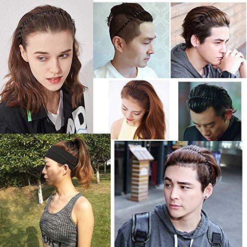 12 Unids Multi-Style Metal Hair Hoop Diadema de plástico Peine flexible Banda para el cabello Antideslizante Elástico Deporte Diademas Accesorios para el cabello unisex para mujeres y hombres