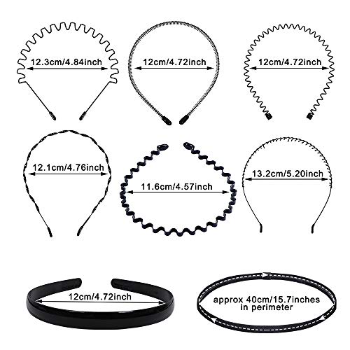 12 Unids Multi-Style Metal Hair Hoop Diadema de plástico Peine flexible Banda para el cabello Antideslizante Elástico Deporte Diademas Accesorios para el cabello unisex para mujeres y hombres