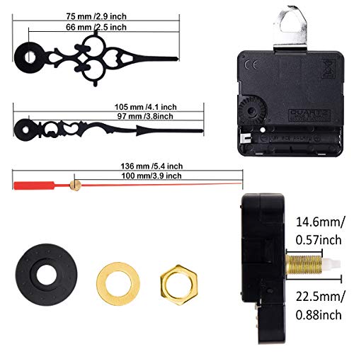 1/4 Pares Movimiento de Reloj de Cuarzo Movimiento de Motor de Reloj Maquinaria de Diy Reloj Mecanismo para Diy Reparación de Reloj Reemplazo de Piezas (rojo 1 par)