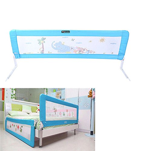 150cm/180cm Barandilla de La Cama Guardia de Seguridad para Niños, Barandilla Plegable de La Cama Infantil (Azul, 180cm)