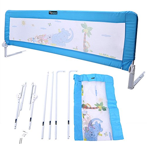 150cm/180cm Barandilla de La Cama Guardia de Seguridad para Niños, Barandilla Plegable de La Cama Infantil (Azul, 180cm)