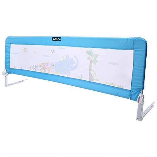 150cm/180cm Barandilla de La Cama Guardia de Seguridad para Niños, Barandilla Plegable de La Cama Infantil (Azul, 180cm)