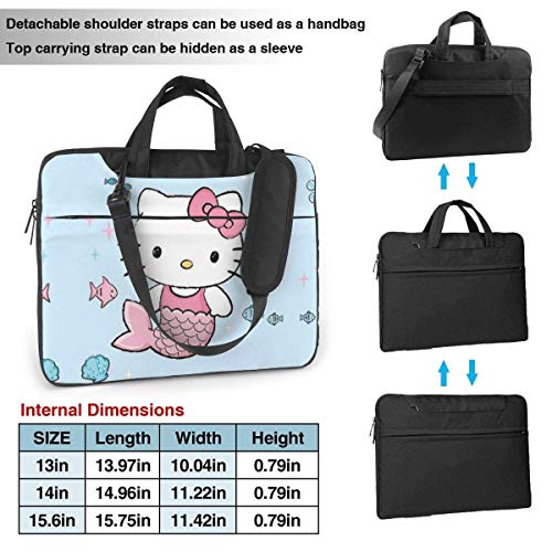 15,6 ″ Viajes de Negocios He-llo-Ki-tty Mermaid Laptop Notebook PC Maletín de Hombro Bolsa de Mensajero Funda