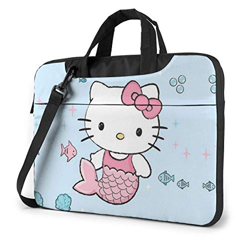 15,6 ″ Viajes de Negocios He-llo-Ki-tty Mermaid Laptop Notebook PC Maletín de Hombro Bolsa de Mensajero Funda