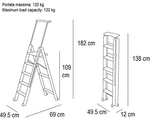 170/5 TUSCANIA Escalera 5 Peldaños En Madera De Haya Maciza Cereza 170/5 TUSCANIA Escalera 5 Peldaños En Madera De Haya Maciza Cereza