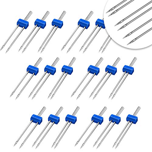 18 Agujas Gemelas de Máquina Coser Agujas Dobles Agujas Gemelas de Estiramiento con Caja Plástico, Enhebrador Automático de Agujas para Máquina Coser Hogar, 3 Tamaños Mixtos 2,0/90, 3,0/90, 4,0/90 18 Agujas Gemelas de Máquina Coser Agujas Dobles Agujas Gemelas de Estiramiento con Caja Plástico, Enhebrador Automático de Agujas para Máquina Coser Hogar, 3 Tamaños Mixtos 2,0/90, 3,0/90, 4,0/90