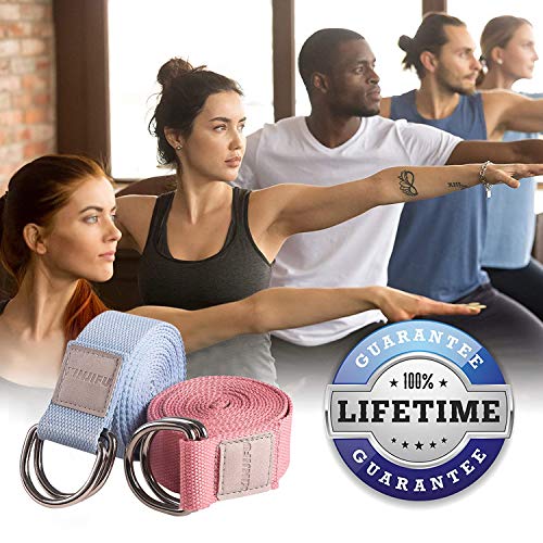 183 cm Correa para Yoga, Algodon Correas de Yoga Ajustable, Cinturón para Estiramientoscon Hebilla Metal D-Anillos para Ejercicios para Ejercicios de Estiramiento, Fitness y Pilates,2pcs (rojo y azul) 183 cm Correa para Yoga, Algodon Correas de Yoga Ajustable, Cinturón para Estiramientoscon Hebilla Metal D-Anillos para Ejercicios para Ejercicios de Estiramiento, Fitness y Pilates,2pcs (rojo y azul)