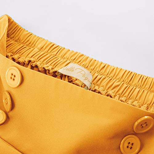 1950s para Mujer Elegante Boda invitada Ropa Fiesta hasta la Rodilla Faldas de Swing sólido Amarillo BPE02150-4_2XL