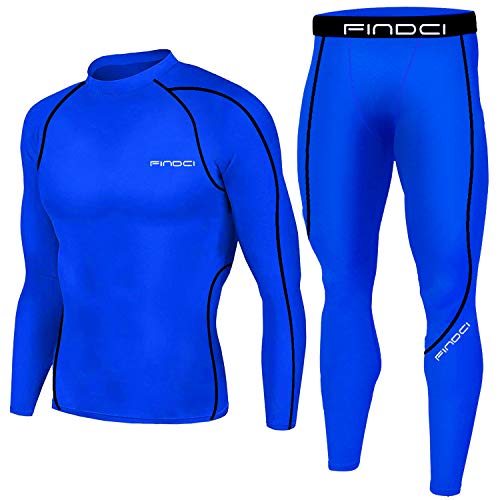 1Bests - Juego de 2 piezas de entrenamiento, camuflaje, para correr, con mallas, para hombre, secado rápido, KBOO-Deep Blue, large