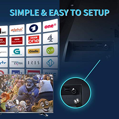 1byone Ultra plana antena TV TDT interior DVB-T DVB-T2, Mayor rango de recepción de 40 KM, con materiales de alta calidad, 4 metros de cables de alto rendimiento, duraderos y resistentes, Negro 1byone Ultra plana antena TV TDT interior DVB-T DVB-T2, Mayor rango de recepción de 40 KM, con materiales de alta calidad, 4 metros de cables de alto rendimiento, duraderos y resistentes, Negro