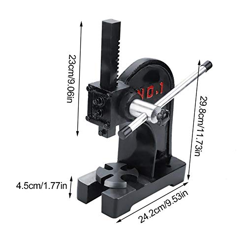 1T máquina de perforación manual para escritorio con 4 agujeros de fijación, herramienta de banco de palanca de metal Arbor Press de acero al carbono de alta calidad