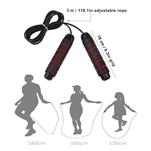 2 Cuerda Saltar Speed Rope, Ajustable de 3 m Comba para Crossfit, Boxeo, Fitness Sport en Casa, Combas para Saltar para Hombre, Niños, Mujer,