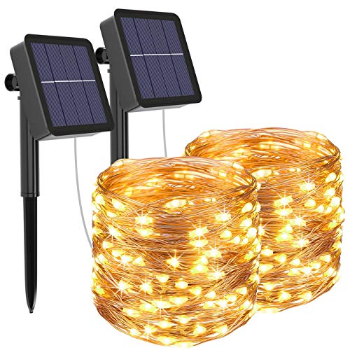 [2 Pack] Guirnaldas Luces Exterior Solar, Litogo Luces Led Solares Exteriores Jardin 12m 120 LED 8 Modos Cadena de Luces Decoracion para Navidad, Terraza, Fiestas, Bodas, Patio, Jardines, Festivales