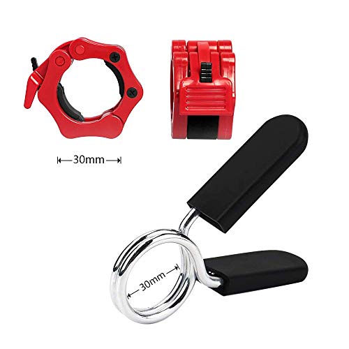 2 Par Abrazaderas de Topes para Barras, 30 mm Collares de Resorte Abrazaderas, Pinza de Resorte Clips de Cuello Barra de Pesas para Gimnasio Fitness Entrenamiento Levantamiento de Pesas 2 Par Abrazaderas de Topes para Barras, 30 mm Collares de Resorte Abrazaderas, Pinza de Resorte Clips de Cuello Barra de Pesas para Gimnasio Fitness Entrenamiento Levantamiento de Pesas