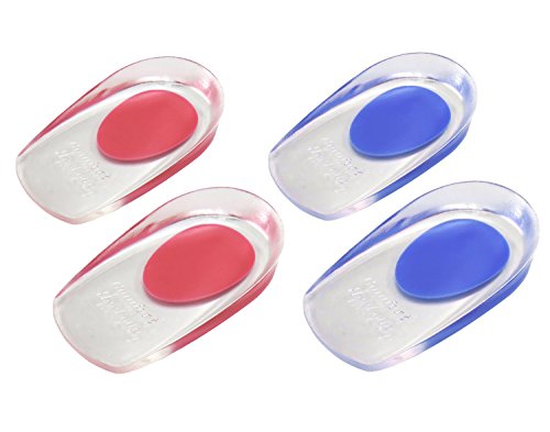 2 Par de Plantillas Médicas de Gel de Talón Amortiguación Ligera, Calzado para el Talón para Apoyar, Reducir los Golpes y Aliviar el Dolor (2 Par Tamaño:41-45[Azul&Rojo])