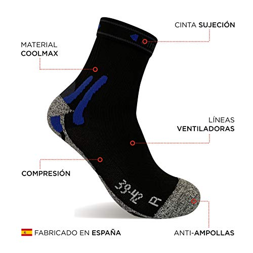 2 Pares Calcetines running tecnicos, calcetines de deporte (Negro, L)