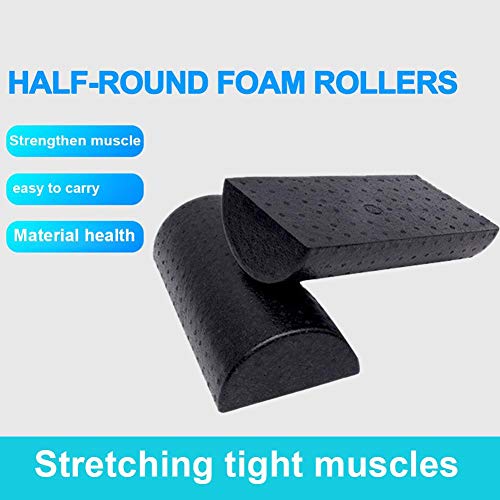 2 Pieza Mitad Ronda Fitness Rodillo de Espuma EVA con punto flotante de masaje,Rodillo de espuma semicircular para masaje muscular, Equipos de yoga Pilates con punto flotante para masajes,30cm,negro