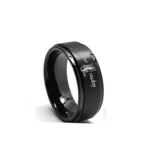 2 Piezas Anillos de Acero Compromiso Grabado Her Cowboy y His Angel Negro Negro Mujer Talla 20 + Hombre Talla 22 2 Piezas Anillos de Acero Compromiso Grabado Her Cowboy y His Angel Negro Negro Mujer Talla 20 + Hombre Talla 22