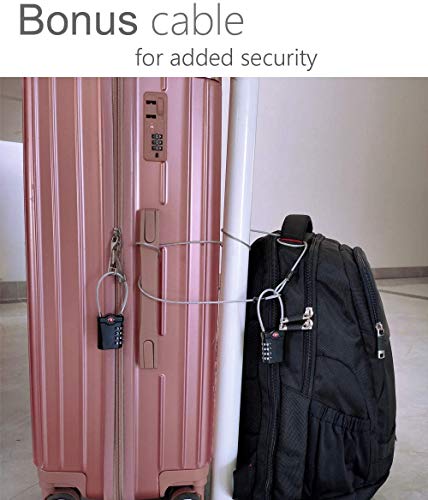 2 Piezas Candados TSA para Meletas Candado Combinacion Taquilla con Función de Alerta de Equipaje Abierto y Cable de Acero de 1 m