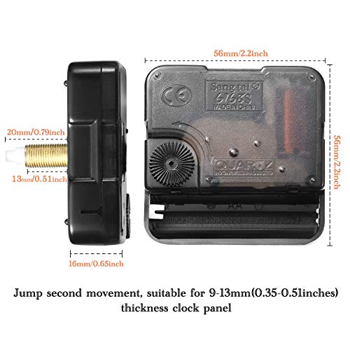 2 Piezas Mecanismo de Movimiento de Reloj de Eje Largo y Alto Torque con 5 Diferentes Pares de Manecillas para DIY Reparación de Reloj Reemplazo de Piezas