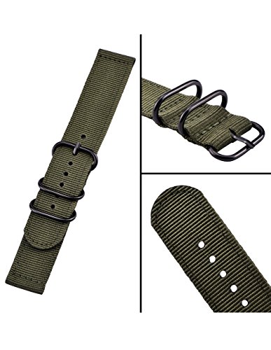 2 Piezas Reemplazo Banda de Reloj de Nylon Correas de Reloj, Verde de Ejército y Negro (20 mm) 2 Piezas Reemplazo Banda de Reloj de Nylon Correas de Reloj, Verde de Ejército y Negro (20 mm)