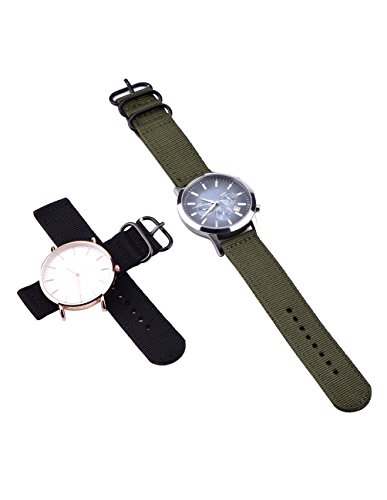 2 Piezas Reemplazo Banda de Reloj de Nylon Correas de Reloj, Verde de Ejército y Negro (20 mm) 2 Piezas Reemplazo Banda de Reloj de Nylon Correas de Reloj, Verde de Ejército y Negro (20 mm)