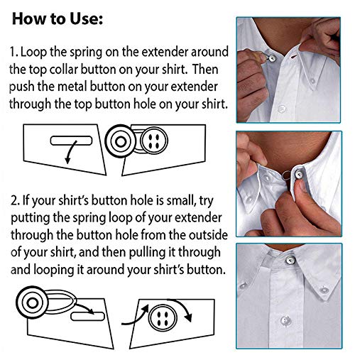20 extensores de cuello de metal flexible FineGood para pantalones de camisa de vestir, color plateado 20 extensores de cuello de metal flexible FineGood para pantalones de camisa de vestir, color plateado