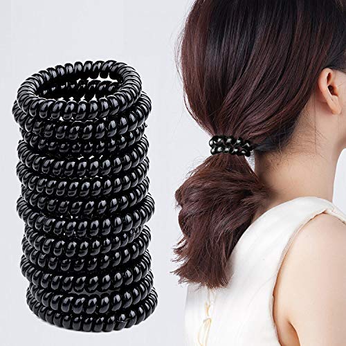 20 gomas de pelo en espiral, cable de teléfono haargummi, elásticas, espiral, cable de teléfono anti puntas abiertas, goma trenzada, fitness, cinta para el pelo, espiral, para mujer y niña, 3cm