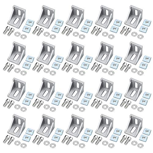 20 Pcs Soporte de Esquina Forma de L Ángulo Recto 4040 Sujetador Hardware Perfil de Aluminio 20 Pcs Soporte de Esquina Forma de L Ángulo Recto 4040 Sujetador Hardware Perfil de Aluminio