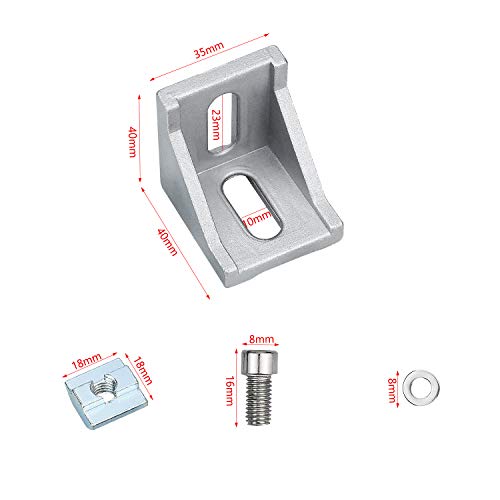 20 Pcs Soporte de Esquina Forma de L Ángulo Recto 4040 Sujetador Hardware Perfil de Aluminio