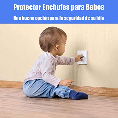 20 Piezas Protector Enchufes Seguridad Infantil Con Mecanismo De Giro Y Adhesivo 3M enchufe Copia de seguridad para bebés y niños Seguridad Infantil Protector de Enchufe, Blanco