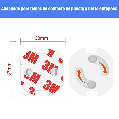 20 Piezas Protector Enchufes Seguridad Infantil Con Mecanismo De Giro Y Adhesivo 3M enchufe Copia de seguridad para bebés y niños Seguridad Infantil Protector de Enchufe, Blanco