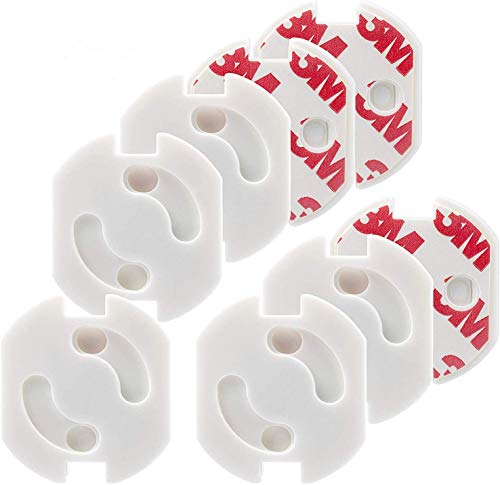 20 Piezas Protector Enchufes Seguridad Infantil Con Mecanismo De Giro Y Adhesivo 3M enchufe Copia de seguridad para bebés y niños Seguridad Infantil Protector de Enchufe, Blanco