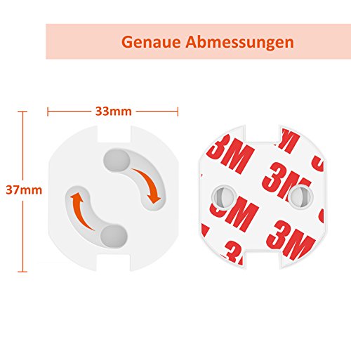[20 unidades] infantil para enchufes con mecanismo de giro, canwn enchufe Copia de seguridad para bebés y niños Seguridad Infantil Protector de enchufe, color blanco