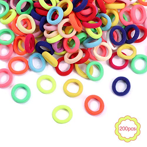 200 Piezas gomas pelo niña pequeñas de Pelo Coloridas para Niñas Mini Bandas de Goma Elásticas para el Cabello para Bebés Coleteros