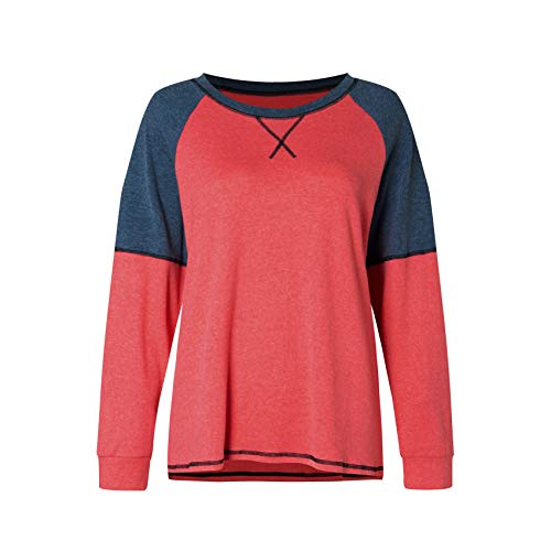 2020 Camiseta Informal de Cuello Redondo con Costura de Manga Larga para Mujer 2020 Camiseta Informal de Cuello Redondo con Costura de Manga Larga para Mujer