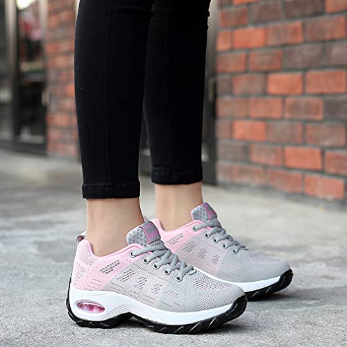 2020 Zapatos cuña Mujer Zapatillas de Deportivas Plataforma Mocasines Primavera Verano Planas Ligero Tacon Sneakers Cómodos Zapatos para Mujer Negro Gris Blanco