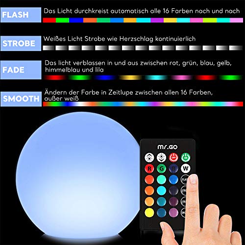 20cm Lámpara Bola LED, Luz Nocturna Infantil Recargable, 8 Brillo Regulables - 16 Colores RGB Ajustables - 4 Modos de Color-cambiante, Lámpara de Mesa Luz de Noche Pilas para Bebé Niños Cuarto