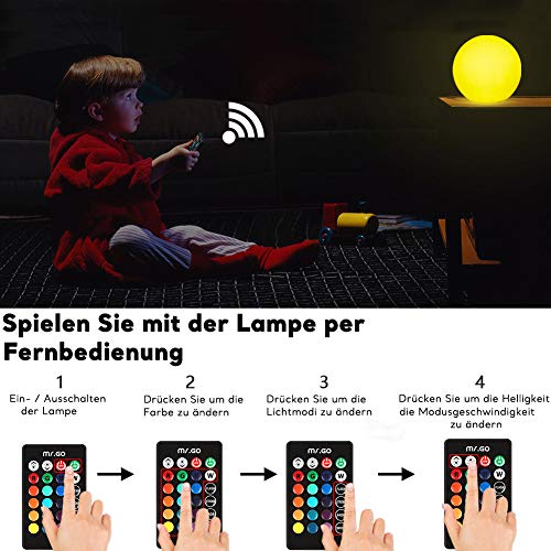 20cm Lámpara Bola LED, Luz Nocturna Infantil Recargable, 8 Brillo Regulables - 16 Colores RGB Ajustables - 4 Modos de Color-cambiante, Lámpara de Mesa Luz de Noche Pilas para Bebé Niños Cuarto 20cm Lámpara Bola LED, Luz Nocturna Infantil Recargable, 8 Brillo Regulables - 16 Colores RGB Ajustables - 4 Modos de Color-cambiante, Lámpara de Mesa Luz de Noche Pilas para Bebé Niños Cuarto