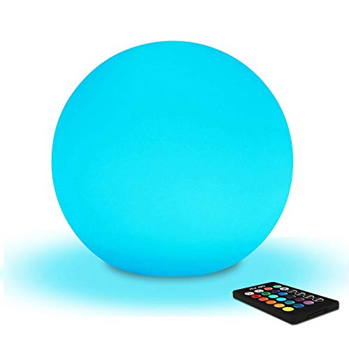 20cm Lámpara Bola LED, Luz Nocturna Infantil Recargable, 8 Brillo Regulables - 16 Colores RGB Ajustables - 4 Modos de Color-cambiante, Lámpara de Mesa Luz de Noche Pilas para Bebé Niños Cuarto