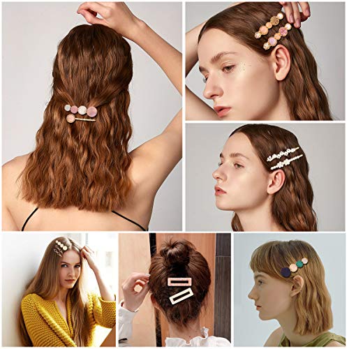 20Pcs Clips de Pelo Perlas,Moda Clips de Pelo,Horquillas Geométricas,Clips de Diamantes de Imitación, Horquilla de Perlas Artificiales,Horquilla de Metal para Cabello Hair Clip para Mujer Chica y Niña