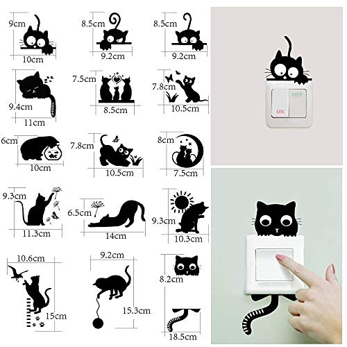 20pcs Pegatinas Pared para Interruptor de Luz Enchufes Rodapié Vinilos Pared Gatos Ratón Stickers Adhesivos Decorativos Habitación Dormitorio Salón