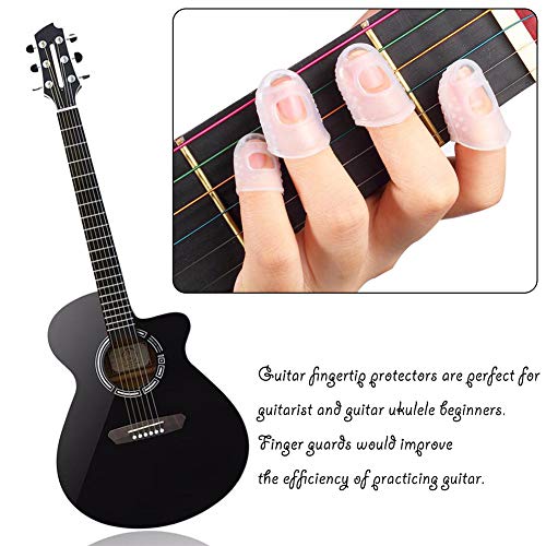 20Pcs Protector de Dedos con 5 Púas de Guitarra para Guitarra Eléctrica Acustica Clásica Bajo Ukulele Protectores Profesionales de Silicona para Instrumentos Musicales de Cuerda