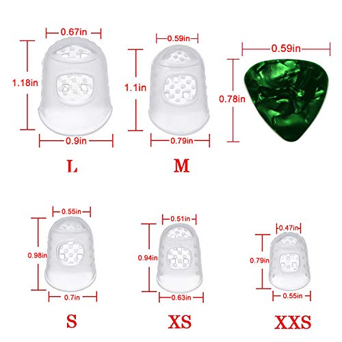 20Pcs Protector de Dedos con 5 Púas de Guitarra para Guitarra Eléctrica Acustica Clásica Bajo Ukulele Protectores Profesionales de Silicona para Instrumentos Musicales de Cuerda 20Pcs Protector de Dedos con 5 Púas de Guitarra para Guitarra Eléctrica Acustica Clásica Bajo Ukulele Protectores Profesionales de Silicona para Instrumentos Musicales de Cuerda