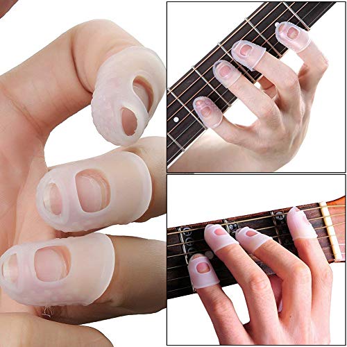 20Pcs Protector de Dedos con 5 Púas de Guitarra para Guitarra Eléctrica Acustica Clásica Bajo Ukulele Protectores Profesionales de Silicona para Instrumentos Musicales de Cuerda 20Pcs Protector de Dedos con 5 Púas de Guitarra para Guitarra Eléctrica Acustica Clásica Bajo Ukulele Protectores Profesionales de Silicona para Instrumentos Musicales de Cuerda