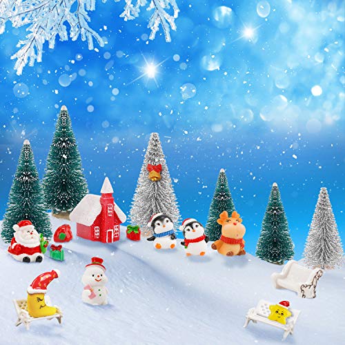 21 Piezas Adornos en Miniatura de Navidad，áRbol de Navidad en Miniatura,Mini Adornos NavideñOs，Reno de Papá Noel,de Adornos para JardíN Fiesta en Casa DecoracióN Del Pueblo, Navidad Regalo para NiñOs