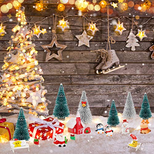 21 Piezas Adornos en Miniatura de Navidad，áRbol de Navidad en Miniatura,Mini Adornos NavideñOs，Reno de Papá Noel,de Adornos para JardíN Fiesta en Casa DecoracióN Del Pueblo, Navidad Regalo para NiñOs